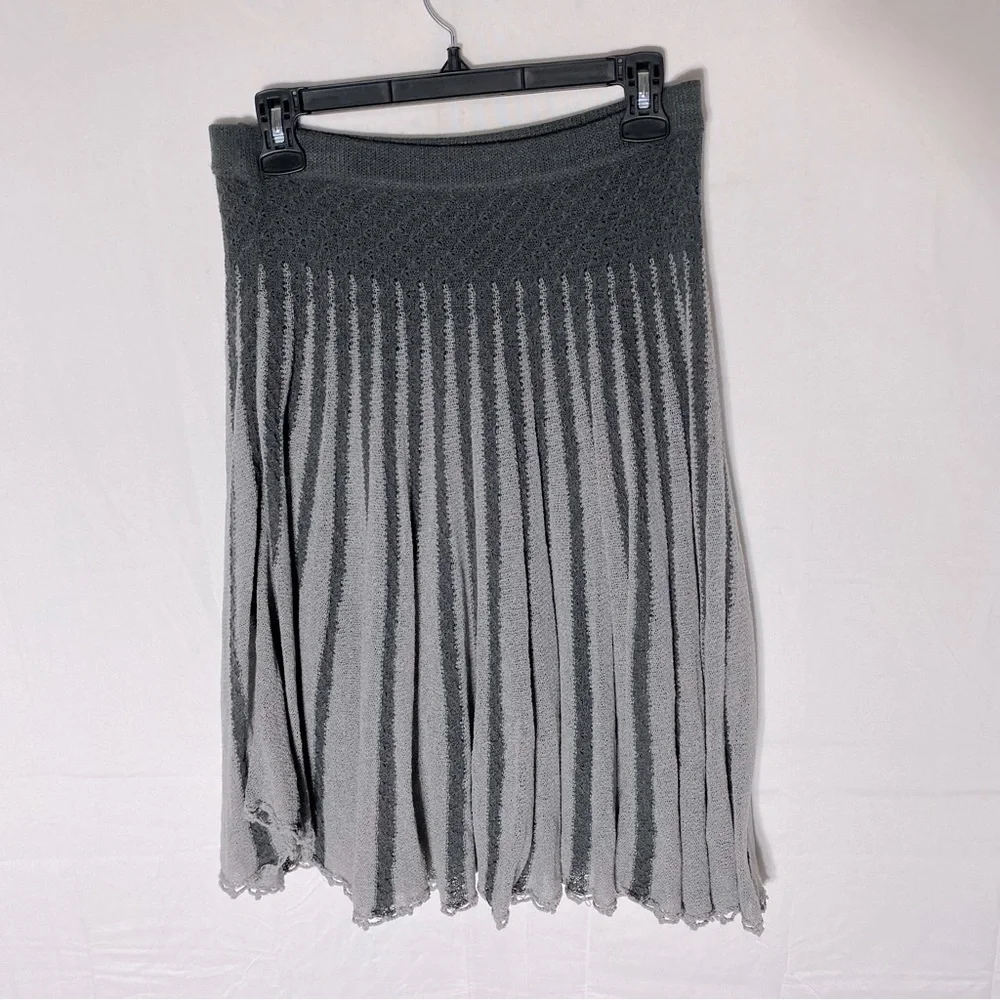 Vero Moda Grey Striped Knit Midi Skirt M Boho Fairycore Whimsigoth - Picture 2 of 14